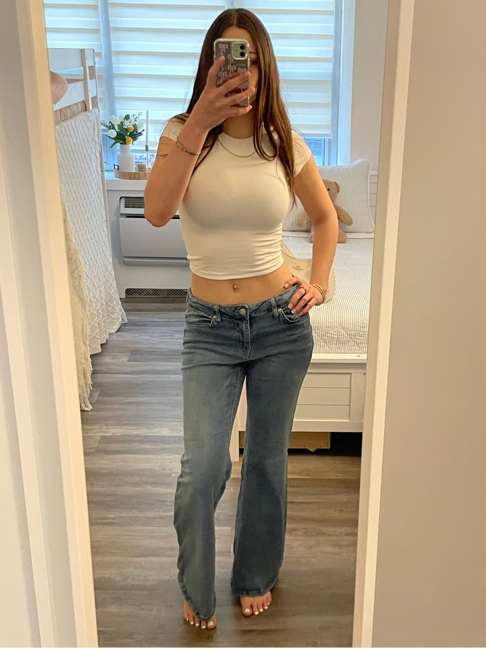 wild fable Mid-Rise Flare Jeans in Washed Blue